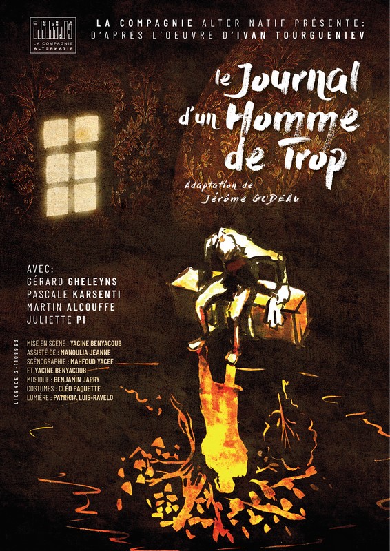 Affiche. Paris. Le Journal d|un homme de trop. Spectacle d’après l|œuvre d|Ivan Tourgueniev. 2019-05-03